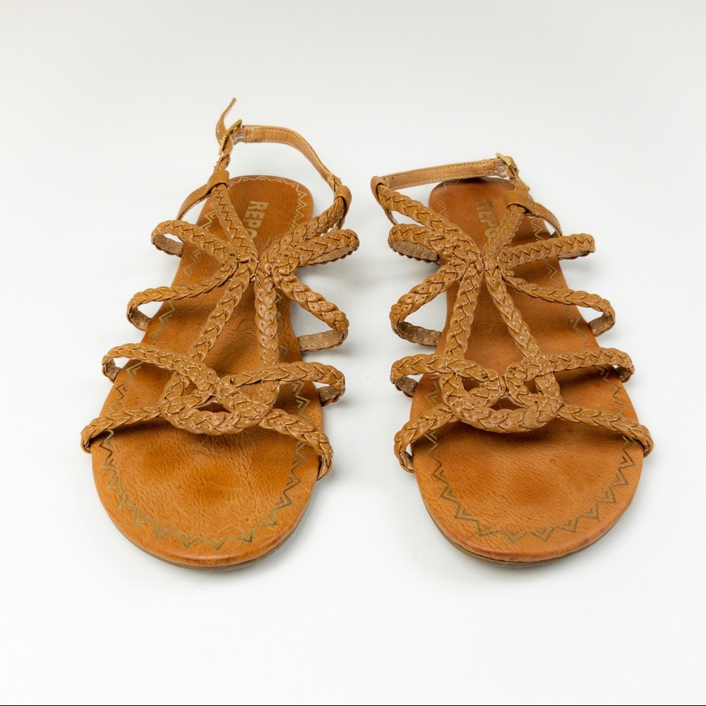 Report Sandals Braided Straps Tan